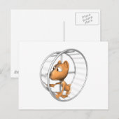 Carte Postale hamster mignon courant dans sa roue (Devant / Derrière)