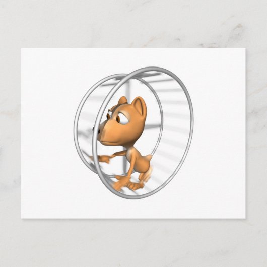 Carte Postale hamster mignon courant dans sa roue (Devant)