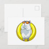 Carte Postale Hamster nageant avec une bouée (Devant / Derrière)