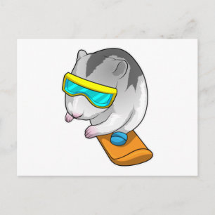 Carte Postale Hamster Snowboard Snowboard