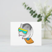 Carte Postale Hamster Snowboardeur Snowboard (Debout devant)