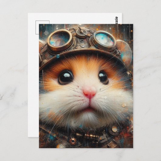 Carte Postale Hamster Steampunk (Devant / Derrière)