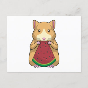 Carte Postale Hamster with Watermelon