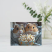Carte Postale Hamsters Adorables Avec Du Popcorn (Debout devant)