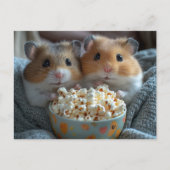 Carte Postale Hamsters Adorables Avec Du Popcorn (Devant)