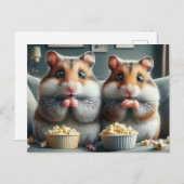 Carte Postale Hamsters adorables et maïs soufflé (Devant / Derrière)