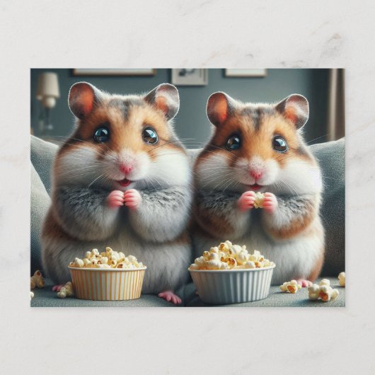 Carte Postale Hamsters adorables et maïs soufflé (Devant)