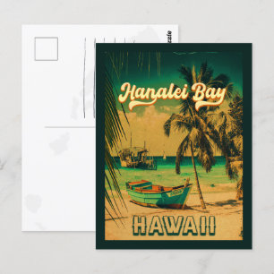 Carte Postale Hanalei Bay Hawaii Vintage Palmiers Souvenir 60s