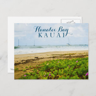 Carte Postale Hanalei Bay Kauai Hawaii Beach & Bateaux