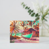 Carte Postale Hanalei Kauai Hawaii soleil couchant tropical palm (Debout devant)