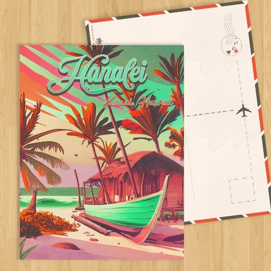 Carte Postale Hanalei Kauai Hawaii soleil couchant tropical palm