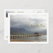 carte postale, "HANALEI PIER AVEC NUAGES SURPOIDS" (Devant / Derrière)