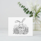 Carte Postale Hand Drawn Easter Bunny Coloring Style Spring (Debout devant)
