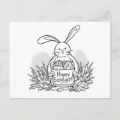 Carte Postale Hand Drawn Easter Bunny Coloring Style Spring (Devant)