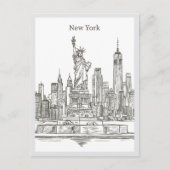 Carte Postale Hand drawn Liberty Statue New York Landmark (Devant)