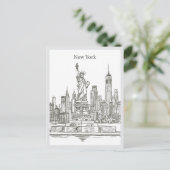 Carte Postale Hand drawn Liberty Statue New York Landmark (Debout devant)