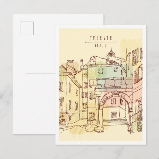 Carte Postale Hand drawn Trieste Italy Landmark (Devant / Derrière)