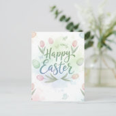 Carte Postale Hand-Lettered Happy Easter Watercolor Greeting (Debout devant)