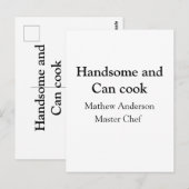 Carte Postale Handsome et peut cuisiner ajouter nom maître chef  (Devant / Derrière)