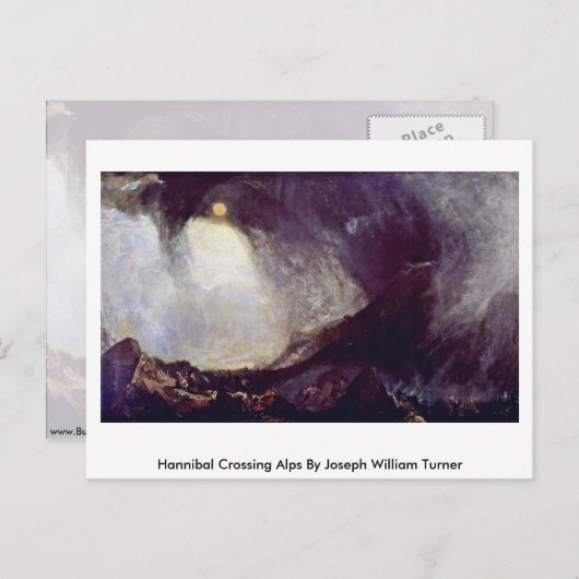 Carte Postale Hannibal Traversant Les Alpes Par Joseph William T (Devant / Derrière)
