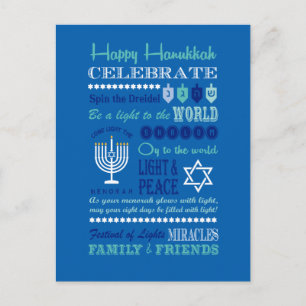 Carte Postale Hannukah typographie collage art