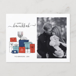Carte postale Hanoukka Cadeaux & Menorah Holiday P