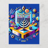 Carte Postale Hanoukka colorée 2023 (Devant)
