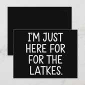 Carte Postale Hanoukka Je suis juste ici pour les Latkes juifs (Devant / Derrière)