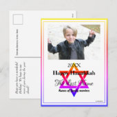 Carte postale Hanoukka Rainbow Trimmed Menorah (Devant / Derrière)