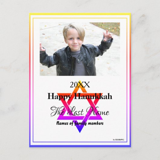Carte postale Hanoukka Rainbow Trimmed Menorah (Devant)