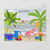 Carte postale Hanoukka- thème de plage, flamingo, (Devant)
