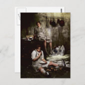 Carte Postale Hansel et Gretel avec gâteau au chocolat (Devant / Derrière)