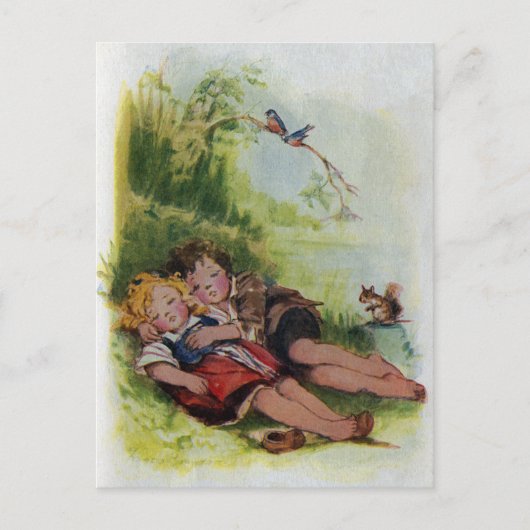 Carte Postale Hansel et Gretel Dormir dans les bois (Devant)