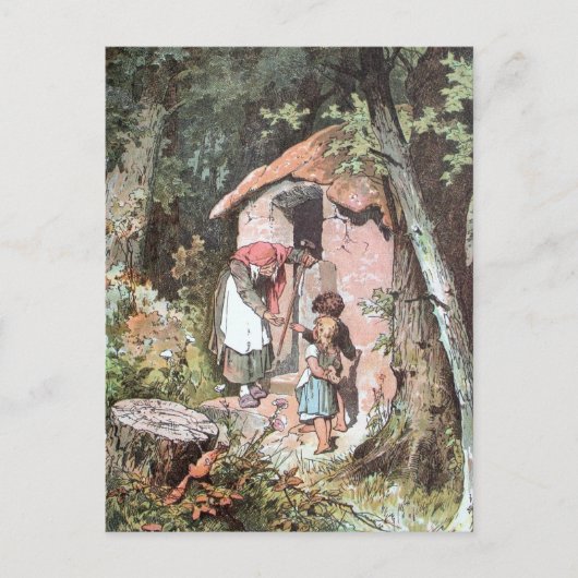 Carte Postale Hansel et Gretel et la sorcière à la porte (Devant)