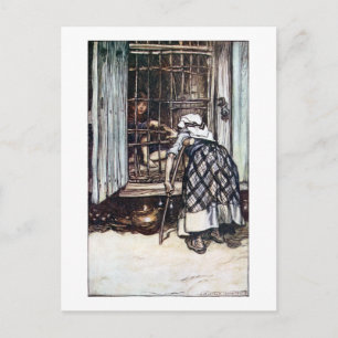 Carte Postale Hansel mis en cage par la sorcière
