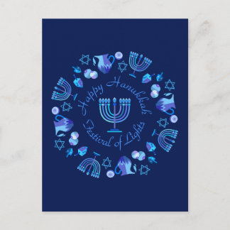 Carte Postale Hanukkiah Happy Hanoukka Juive Fête Menorah