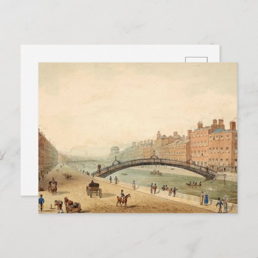Carte Postale Ha'penny Bridge, Dublin, Irlande (Devant / Derrière)