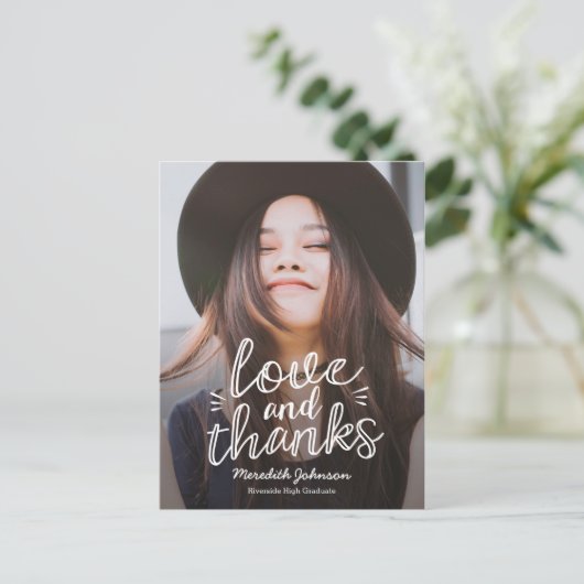 Carte Postale Happiness Handscript ÉDITABLE COULEUR Merci (Debout devant)