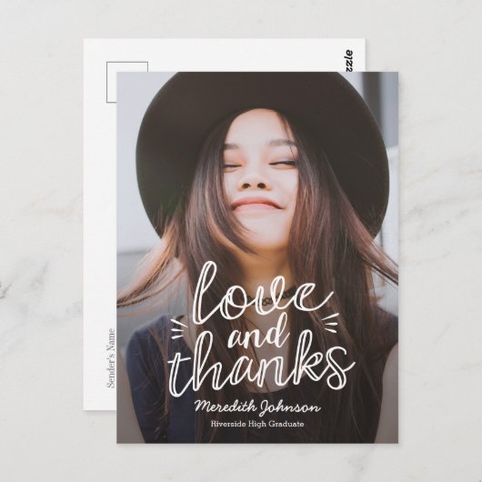 Carte Postale Happiness Handscript ÉDITABLE COULEUR Merci (Devant / Derrière)