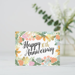 Carte Postale Happy 10th Anniversary du Rose de printemps