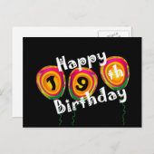 Carte Postale Happy 19e Birthday Colorful (Devant / Derrière)