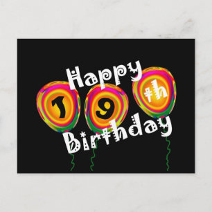 Carte Postale Happy 19th Birthday Colorful Balloons
