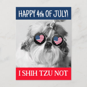 Carte Postale Happy 4 juillet i shih tzu pas chien drapeau améri