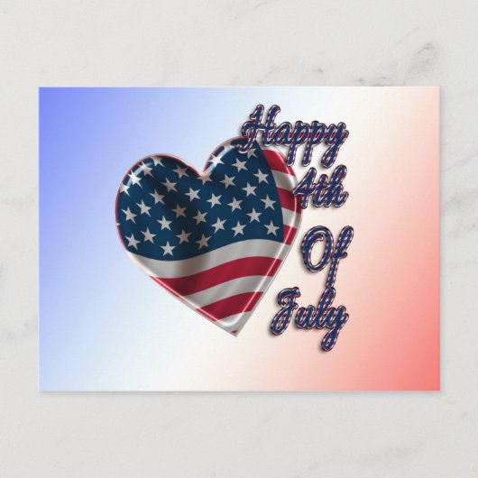 Carte Postale Happy 4 juillet USA Flag Heart (Devant)