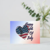 Carte Postale Happy 4 juillet USA Flag Heart (Debout devant)
