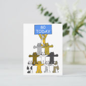 Carte Postale Happy 80th Birthday Cute Cartoon Cats (Debout devant)