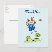 Carte Postale Happy Angel Fairy Jumping et Merci de danse (Devant / Derrière)