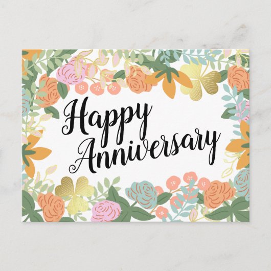 Carte Postale Happy Anniversaire du Rose du printemps (Devant)