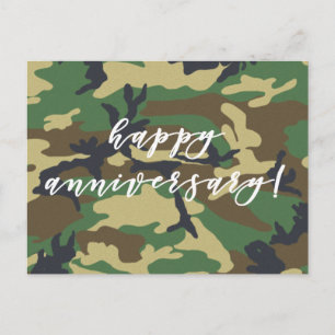 Carte Postale Happy Anniversary Woodland Militairy Camo Print