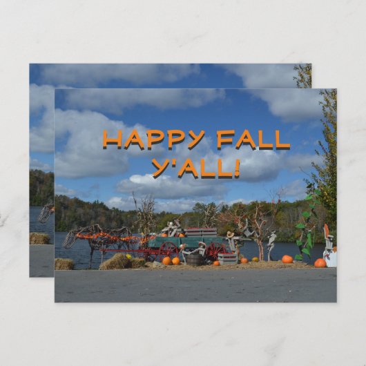 Carte Postale Happy Automne Y'all Affichage par l'eau (Devant / Derrière)